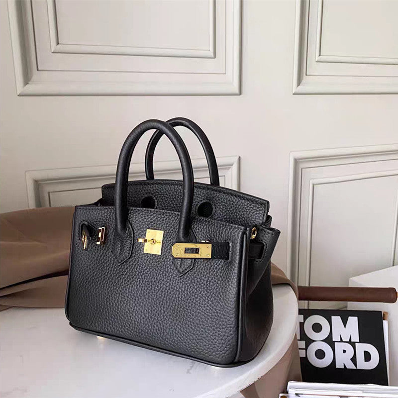 Women's Layer Cowhide Lychee Pattern Genuine Leather Handbags