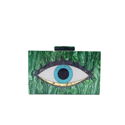 Trendy Acrylic Eye Dinner Clutch Chain Evening Bags