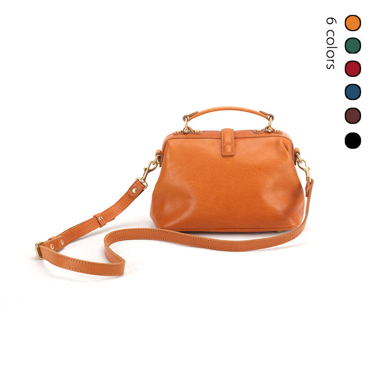 Women's First Layer Cowhide Doctor Portable Retro Crossbody Bags