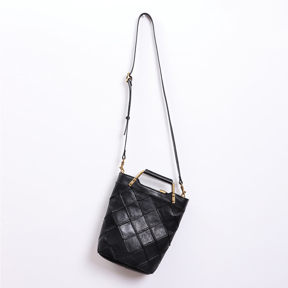 Women's Fashion Genuine Leather Retro Patchwork Crossbody Bags