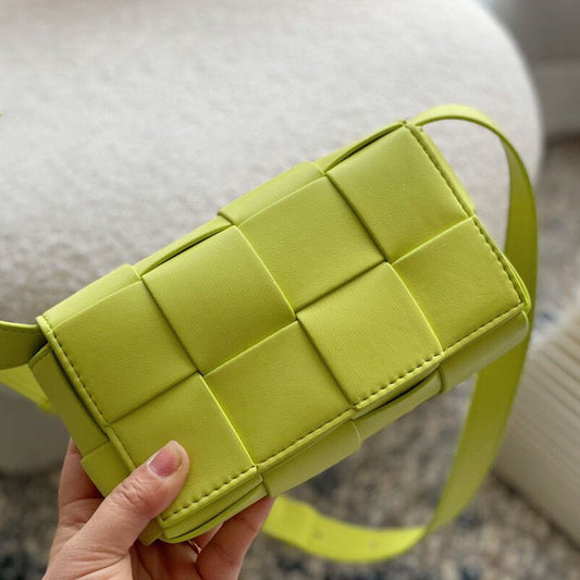 Women's Cowhide Chain Woven Pillow Mini Shoulder Bags