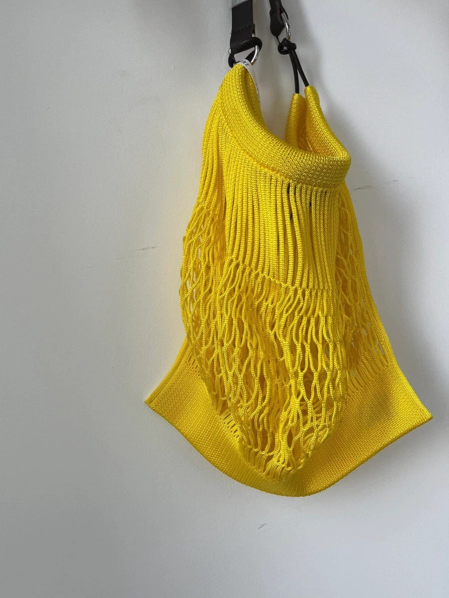 Size Medium Mesh Pocket Concave Shape Design Crossbody Bags