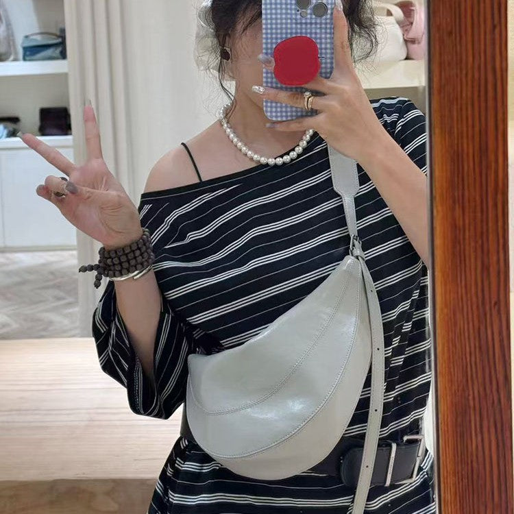 Design Triangle Soft Leather Personality Dumpling Bags