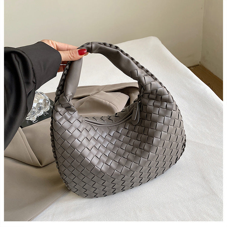 Women's Textured Woven Versatile Niche Trend Commuter Shoulder Bags