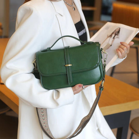 Women's Light Luxury Top Layer Vegetable Tanning Shoulder Bags