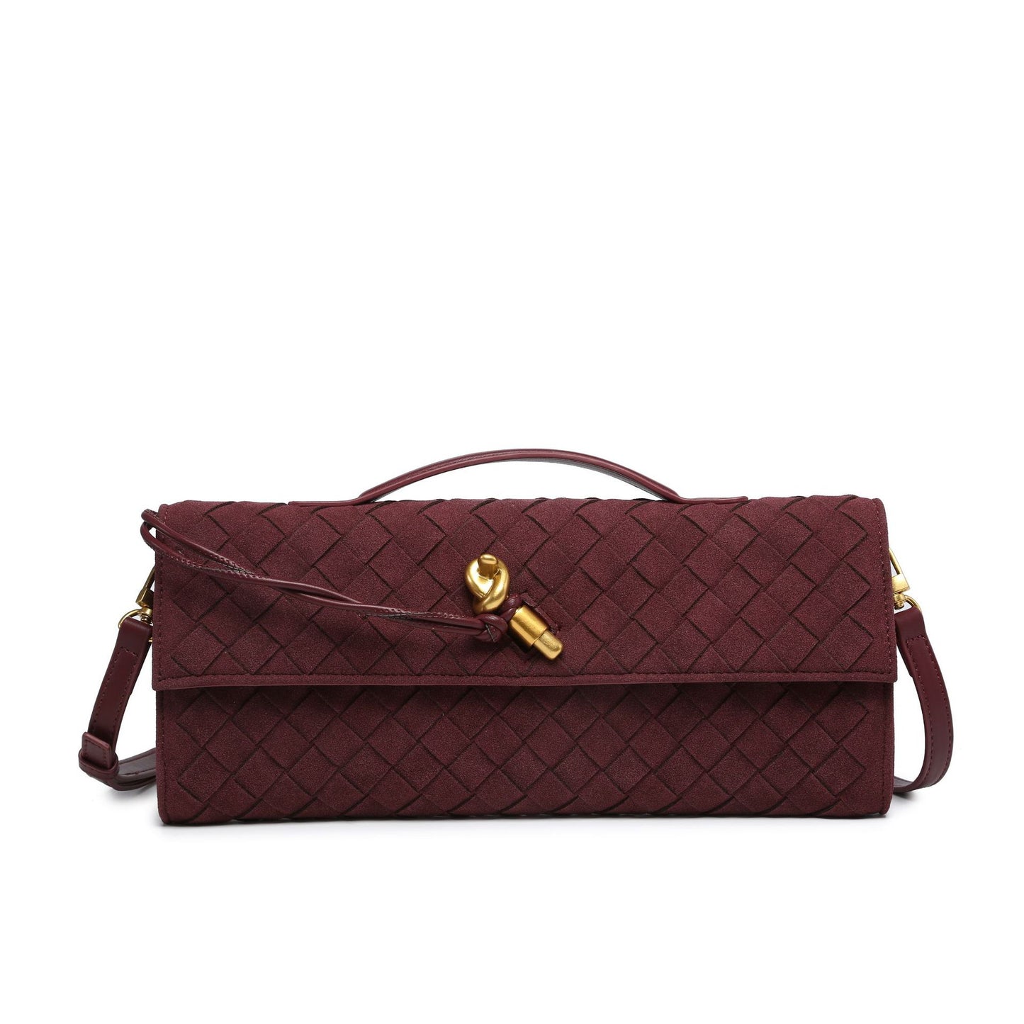 Woven Dinner Clutch Long Bolt Baguette Handbags