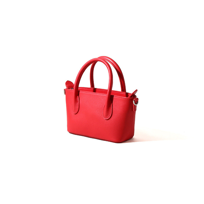 Women's First Layer Cowhide Leather Zipper Simple Handbags