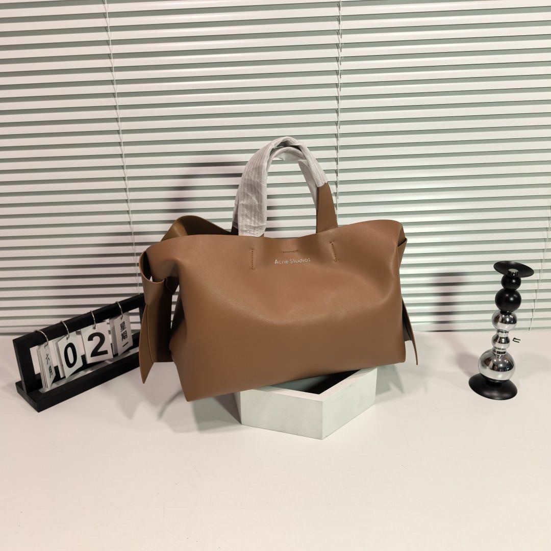 Women's Swedish Niche Genuine Leather Simple Bow Handbags