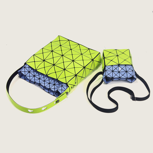 Women's Bird's Nest Contrast Color Box Geometric Shoulder Bags