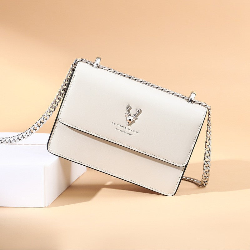 Women's Fashion Trendy Genuine Leather Chain Design Crossbody Bags