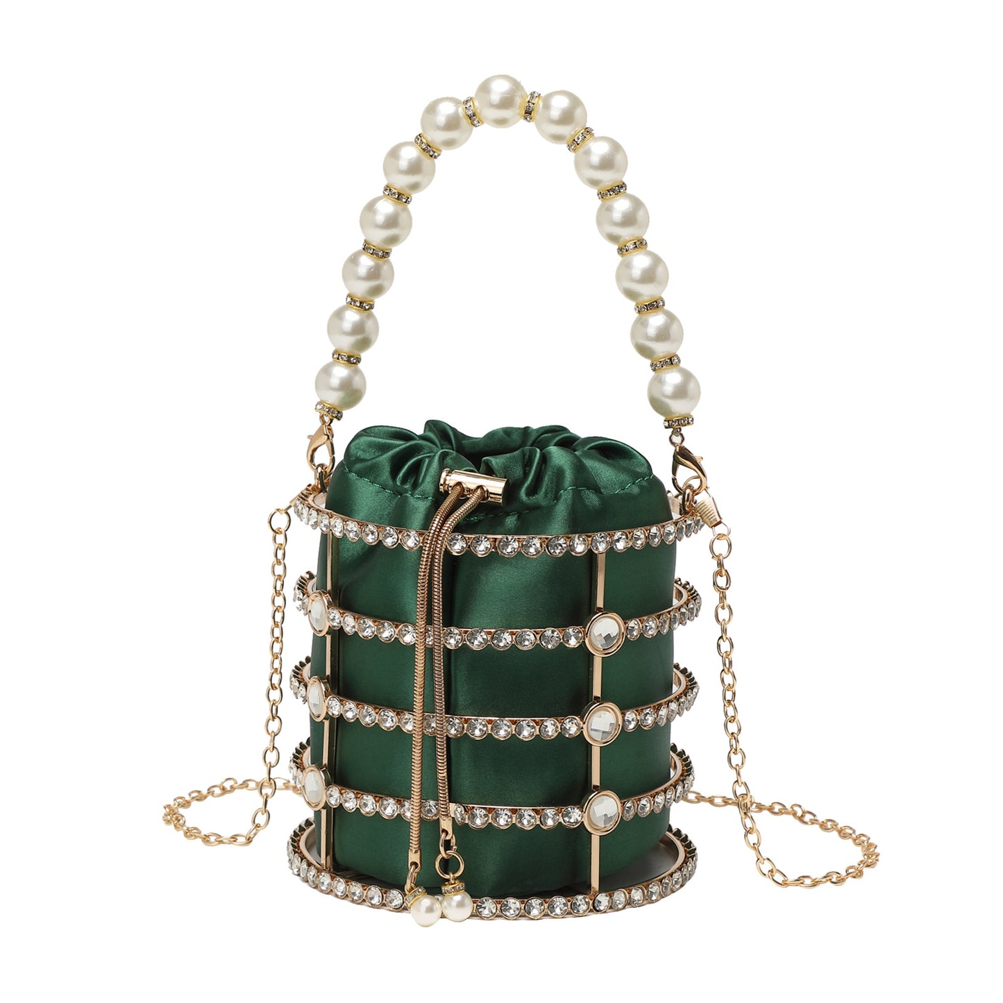 Women's Fashion Dinner Metal Hollow Diamond Pearl Evening Bags