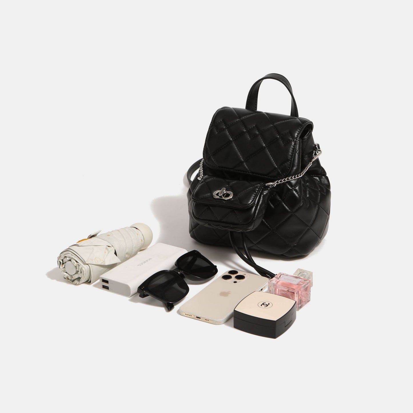Women's Classic Style Rhombus Design High-grade Chain Backpacks