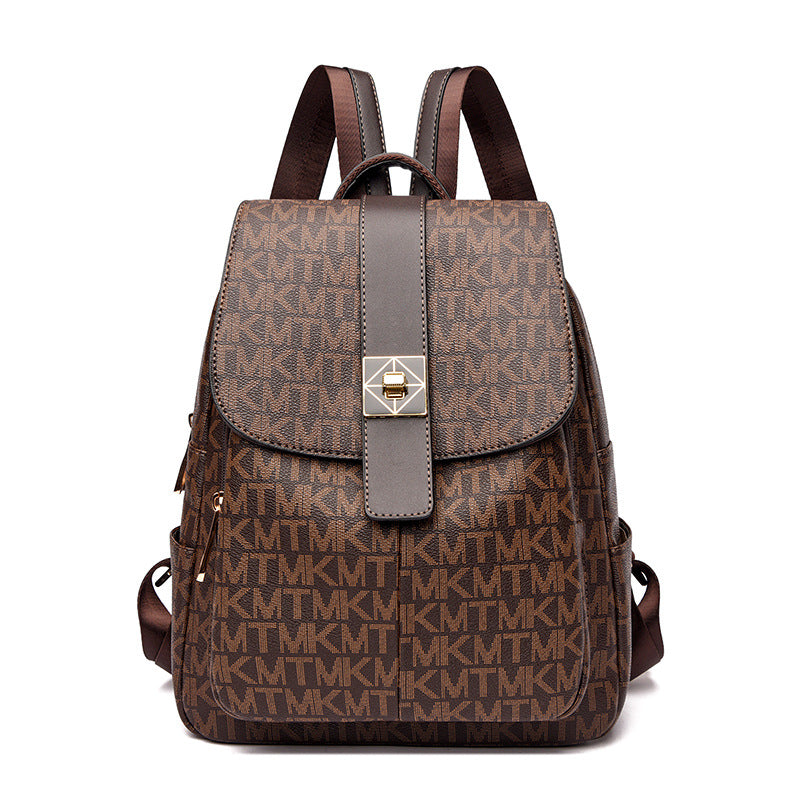 Korean Style Fashion Soft Leather Large Backpacks