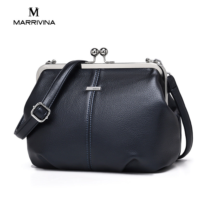 Women's Retro Clip Solid Color Large Capacity Crossbody Bags