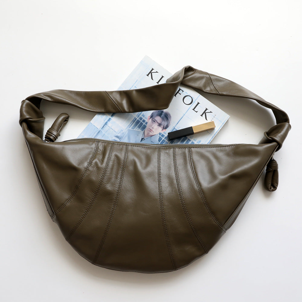 Women's Lightweight Croissant First Layer Cowhide Vintage Crossbody Bags