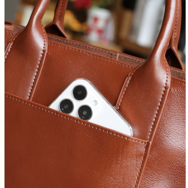 Capacity Fashion Elegant Commuter Genuine Leather Tote Bags