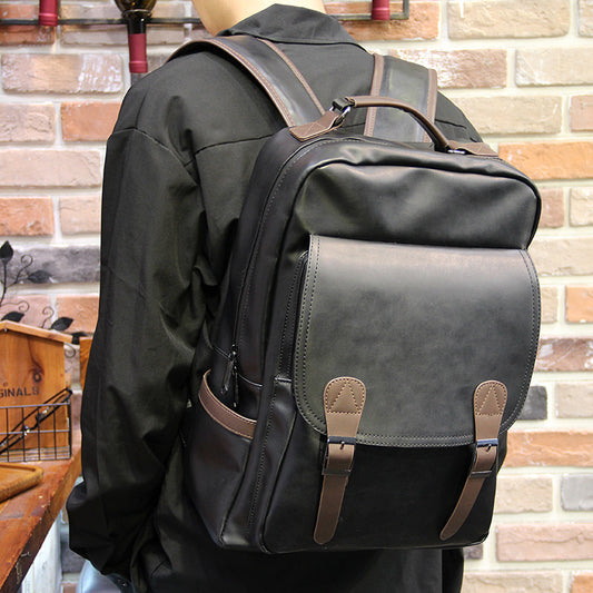 Men's Leather Charging Business Large Capacity Commuter Backpacks