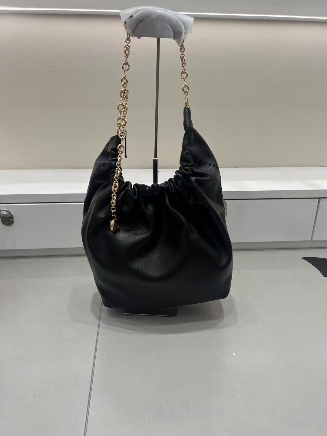 Pleated Soft Cowhide Underarm Chain Genuine Crossbody Bags