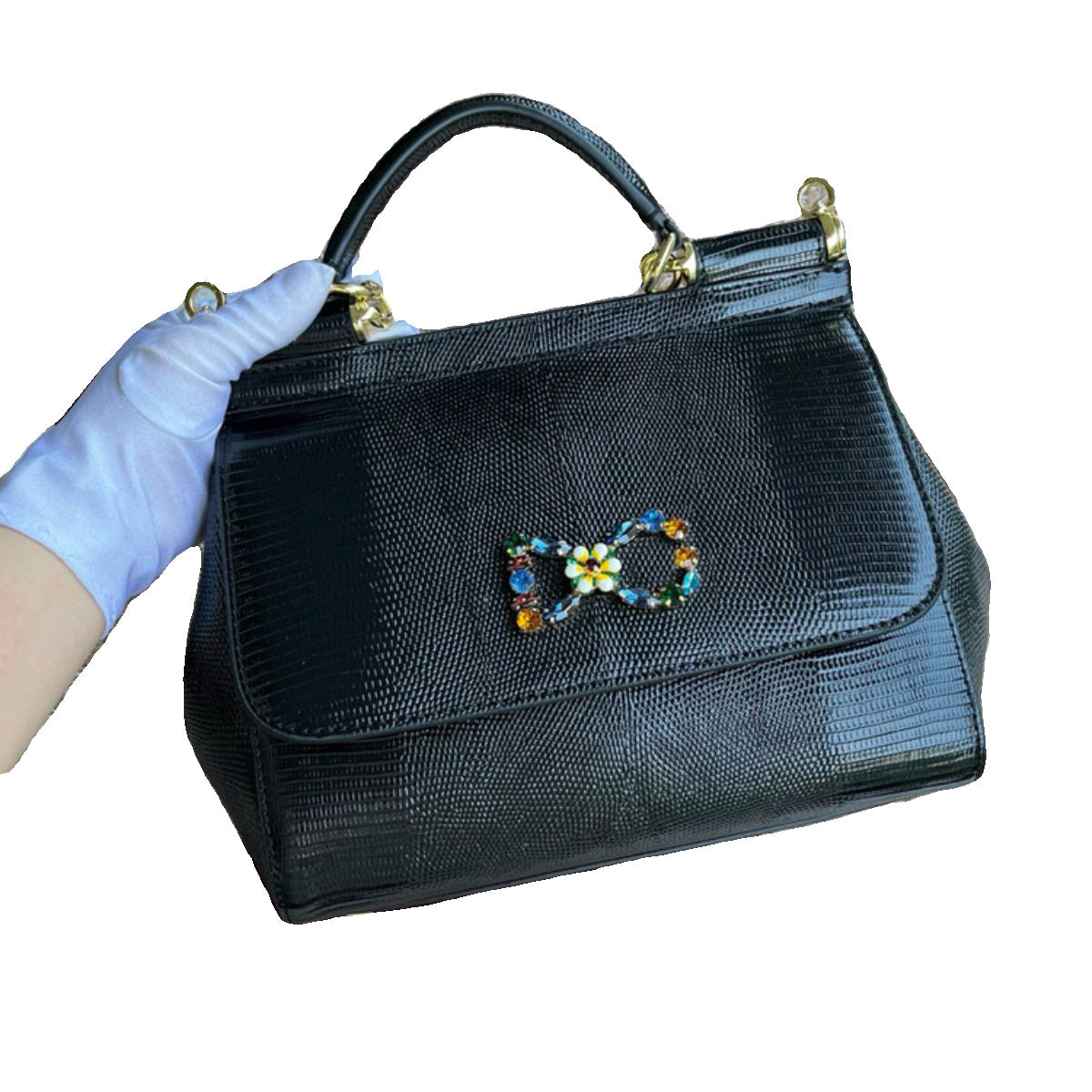 Women's Simple Miss Sicilian Lizard Pattern Portable Handbags