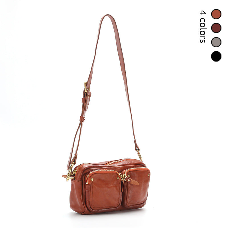 Commuter Neutral Vintage Leather Message Motorcycle Crossbody Bags