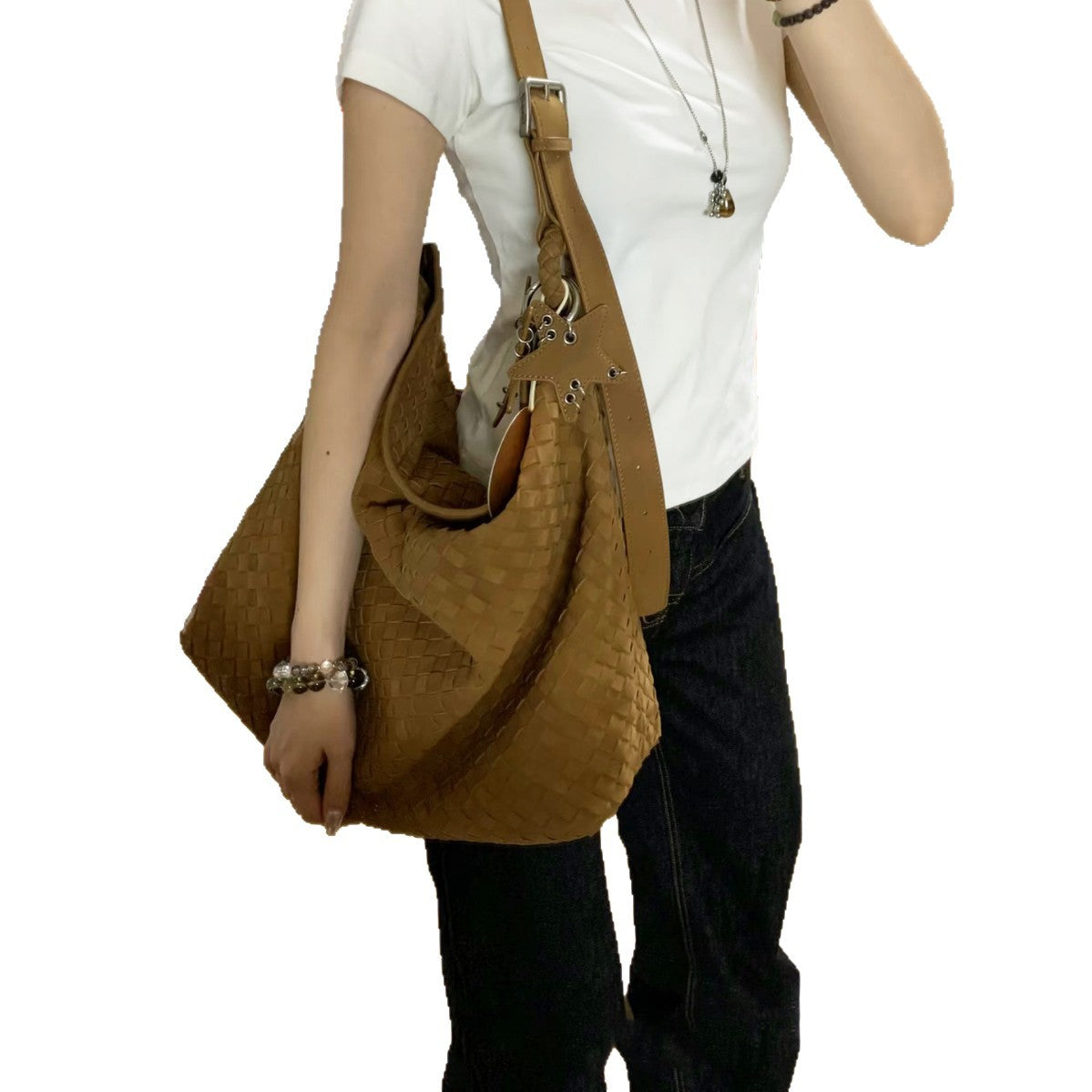 Women's Woven Large Capacity Commuter Lazy Bags