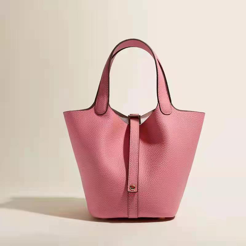 Women's Leather Vegetable Basket Layer Cowhide Large Handbags
