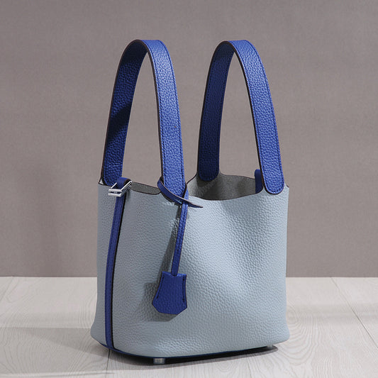 Women's First Layer Cowhide Leather Vegetable Basket Handbags