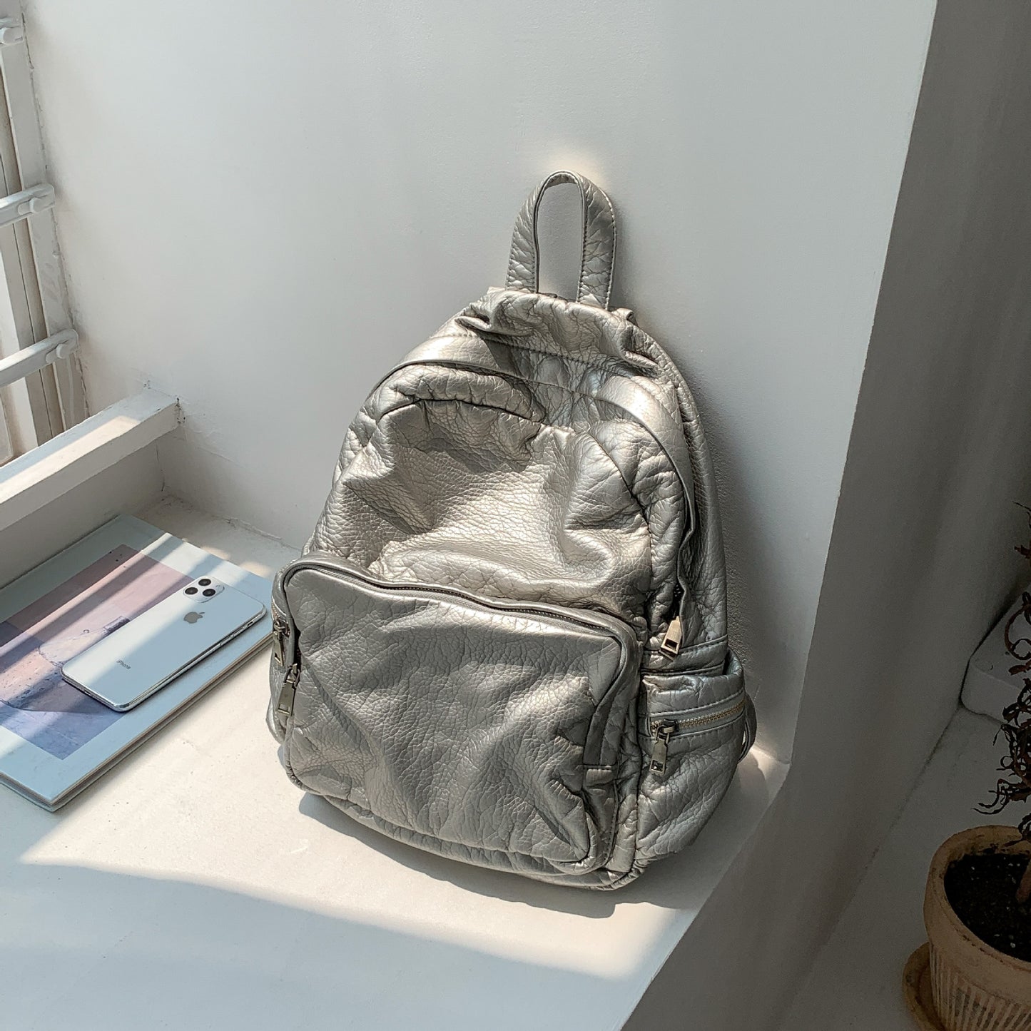 Women's Glamorous Washed Leather Style Niche Backpacks