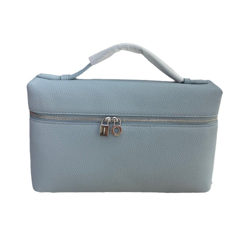 Women's Box Kelly Litchi Pattern Cowhide Portable Handbags