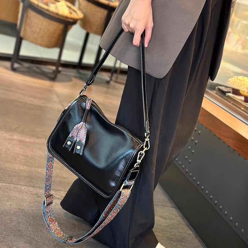 Women's Genuine Leather Underarm Large Capacity Soft Wide Bags