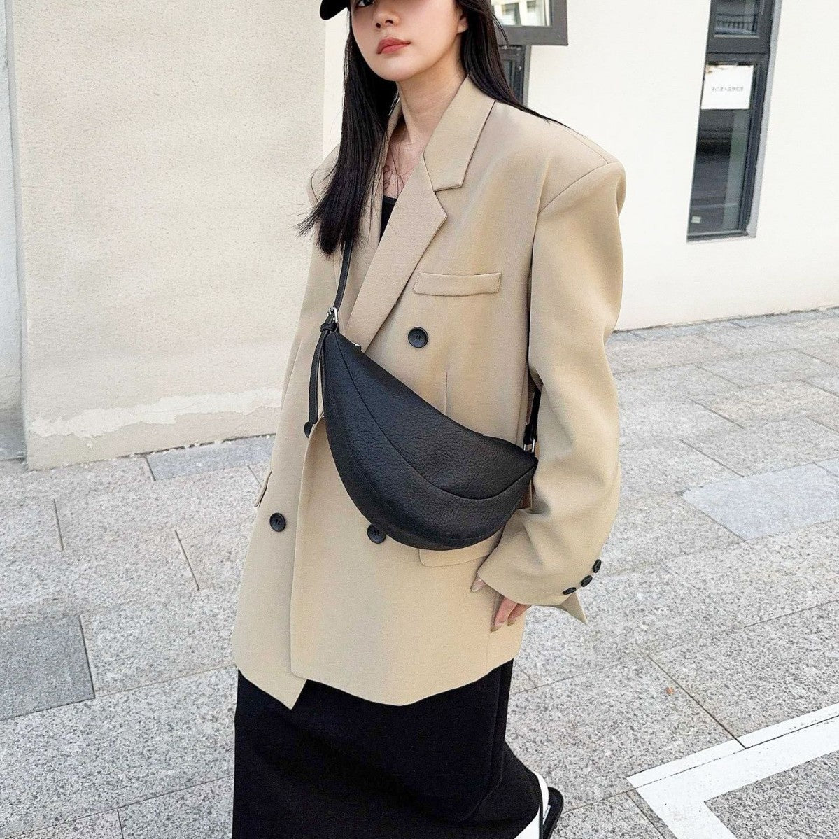 Women's Litchi Pattern Leather Can Be Praised Crossbody Bags