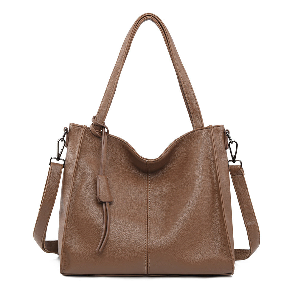 Women's Elegant Large Capacity Soft Leather Commuter High Shoulder Bags