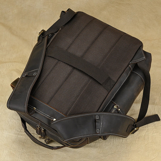 Men's Large Capacity Leather Crazy Horse Inch Backpacks