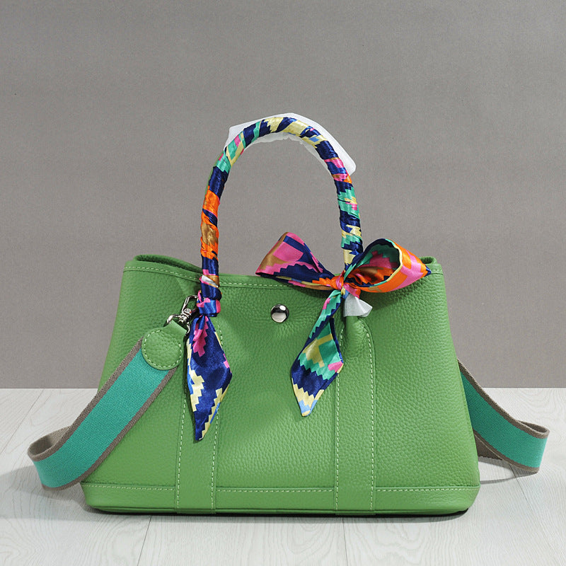 Women's Cowhide Leather Portable Big Shopping Shoulder Bags