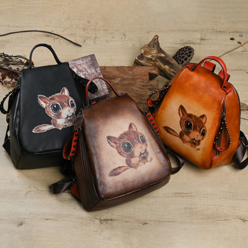 Top Layer Leather Chinese Style Retro Backpacks