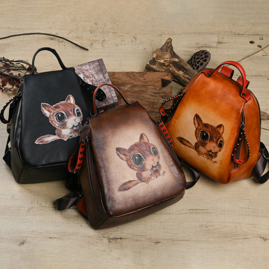 Top Layer Leather Chinese Style Retro Backpacks