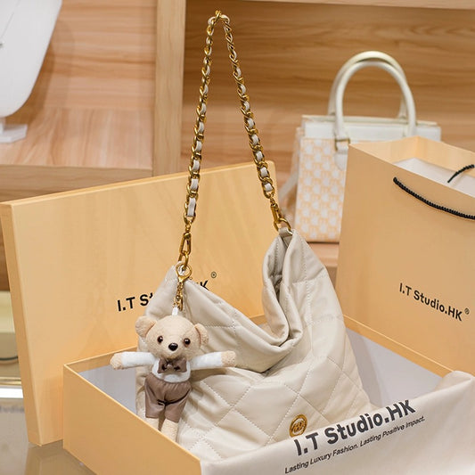 Women's Leather Simple Large Capacity Diamond Chain Shoulder Bags