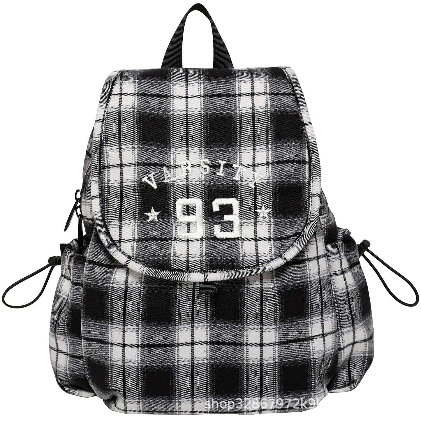 Women's Niche Retro Plaid Woolen Canvas Backpacks