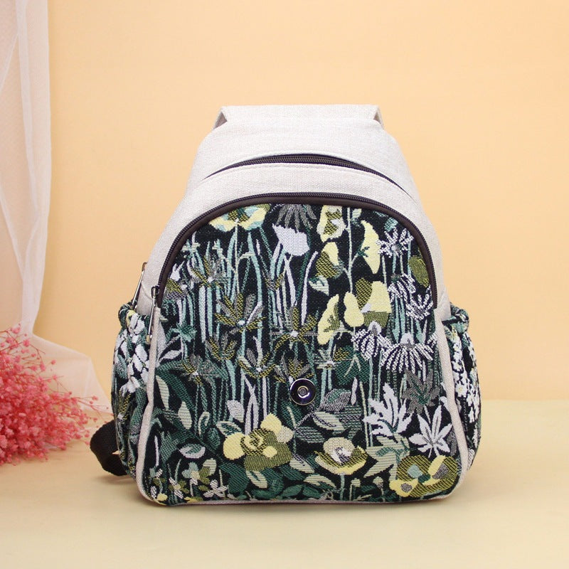 Women's Artistic Crafts Fabric Flower Ethnic Style Backpacks