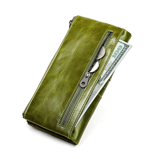 Women's Genuine Leather Solid Color High-grade Cowhide Ladies Wallets