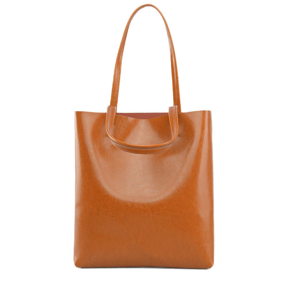 Women's Cow Leather Fashion Simple Large Capacity Portable Shoulder Bags