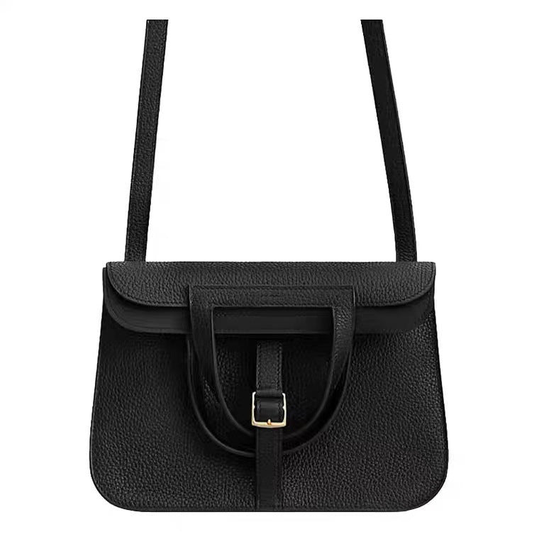 Women's Handmade French Cowhide Hazan Portable First Crossbody Bags