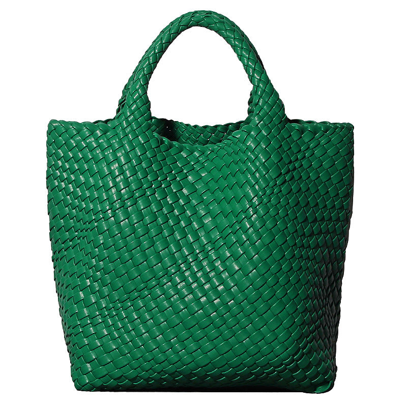 Soft Leather Woven Big Vegetable Basket Handbags