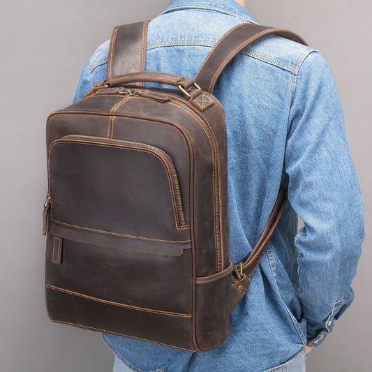 Men's Horse Leather Traveling Retro Top Layer Backpacks