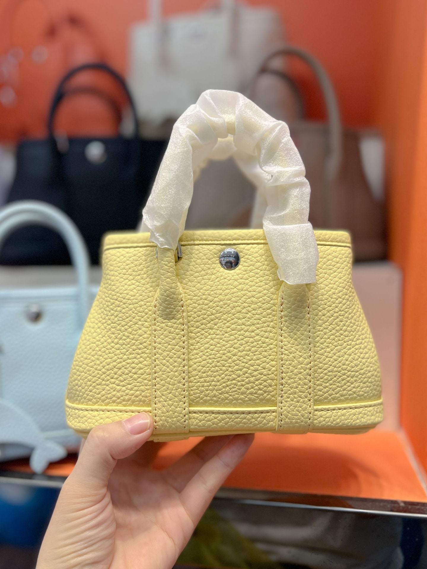 Mini Lychee Pattern Mobile Genuine Leather Handbags