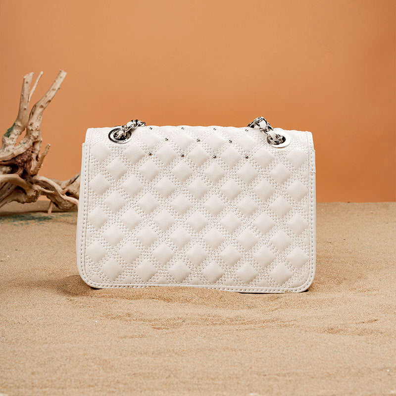 Women's Leather For Classic Style Rivet Rhombus Crossbody Bags
