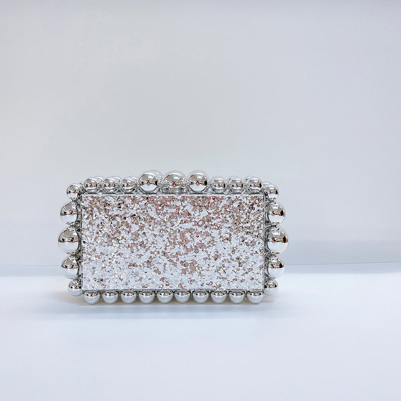 Women's Trendy Acrylic Cloud Glue Beads Clutch Evening Bags