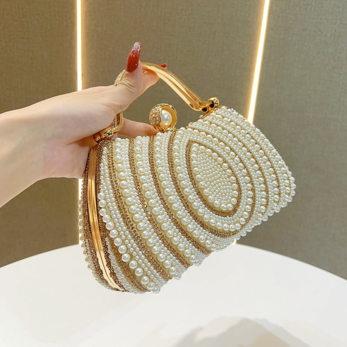 Women's Pearl Dinner Banquet Dress Diamond Clutch Evening Bags