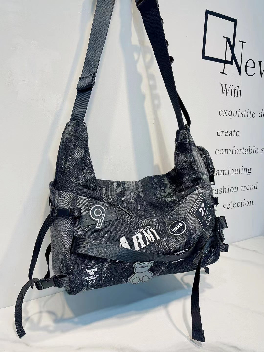 Women's Fashion Retro Jean Commuter With Pendant Crossbody Bags