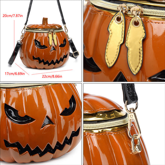 Women's Fashion Halloween Personalized Three-dimensional Pumpkin Head Shoulder Bags